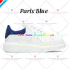 Nouveau designer chaussures décontractées grande femme hommes blanc cuir de veau lisse lacets plats plate-forme semelle en caoutchouc baskets noir rose bleu clair bout arrondi daim bas haut 146