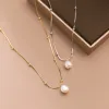 Collana in argento sterling S925 semplice con catena in osso di serpente, collana di perle barocche naturali per donne, eleganti gioielli con clavicola