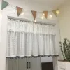 Curtains White Tulle Scallop Trim Short Sheer Tulle Curtains For Kitchen Dining Door Partition Cabinet Drapes Washbasin Window Curtains