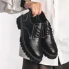Модельные туфли мужские осенние с мягкой подошвой в британском стиле, черные, рабочие, увеличивающие рост, свадебные, зимние, для жениха, деловая официальная одежда, L