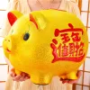 Dozen Golden Pig Piggy Bank volwassen kinderen bruiloft cartoon ornament grote munten geldkist voor papper geld geschenk woonkamer thuis decor