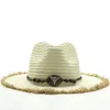 Chapeaux à large bord 2024 Panama Straw Femmes Sun Hat Summer Floppy Fedora Beach Cap Protection UV