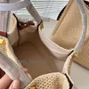 2024 Designer Tote Bag Raffias Straw Beach Shoulder Handväskor Stora 38 cm Fashion Crochet Purse Women Rivet Bag Metal Wallet Crossbody Luxury Makeup Clutch