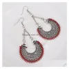 Dangle Chandelier Ethnique Creux Vintage Sliver Corde Wrap Boucles D'oreilles Pour Femmes Bohème Croissant Long Crochet Boucle D'oreille Bijoux En Gros Drop Dhusw