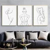 Corpo di donna Una linea di disegno su tela Pittura Astratta Figura femminile Stampe d'arte Nordic Minimalista Poster Camera da letto Decorazione della parete Pittura338r