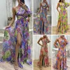 Robes décontractées robe de soirée formelle avec fentes robe à l'épaule élégante une épaule imprimé floral maxi fente latérale pour les fêtes