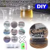 Stichdiamantzeichnung Untersetzer Set rund geformte DIY -Buchstaben Drill Acryl Coaster Cup Kissen 5D Strassbetriebs Coaster