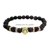 Cuentas hechas a mano de 8 mm de piedra natural Pulsera de cuentas de leopardo para mujeres Hombres Curación Lava Elástica Joyería de moda Regalo Drop Entrega Bracele Dhhdq