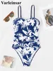 Swim Wear S.XL med nya blommor Tryck med högt snitt på benen One Piece Swimsuit Women Swimits utan tillbaka vadderad baddräkt V5356 Aquatic Sports 240311