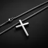 Andere Neue Edelstahl Kreuz Anhänger Halskette für Männer Frauen Minimalistischen Schmuck Männlich Weiblich Halsketten Colliers Silber Farbe L24313