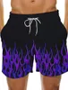 Shorts pour hommes Coloré Flame Mens 3D Maillot de bain imprimé 2024 Summer Fashion Swim Beach Tennis Sports Fitness Ice