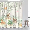 Conjunto de animais florestas cortinas de chuveiro renas de pássaros de fazenda girrel elk urso plantas selvagens pintando decoração decoração de cortina de banheiro conjunto de cortinas