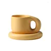 Tasses 400 ml Encre Splash Fat Handle Mug Creative Nordic Oval Assiette personnalisée Cerne Céramique Soucoucer Coffee Tea Milk Cake