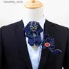 Gravatas Gravatas Original Casamento Bow Tie 3 Pçs / Set Luxo Rhinestone Collar Flores Mens Business Banquet Party Host Bow-tie Broche Toalha de Bolso L240313