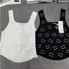 Kvinnors t-shirtdesigner 2024 Kvinnor Summer Knit Tee Tops Pearl Inlay Cotton Crop Top T-shirt kläder High End Sexy Pullovers Vest