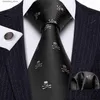 Cravates Cravates Cravates de créateur de mode crâne marron hommes cravate broche en or cravate en soie mouchoir ensemble cadeau pour hommes d'affaires de mariage BarryWang cravate J230227 L240313