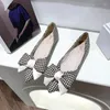 Casual Schuhe Sommer Frauen Wohnungen Flacher Mund Spitz Zehe Plaid Bowknot Dame Flache Große Größe 42 43 44 45 46 Slip On Mokassins Weibliche