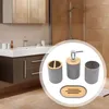 Conjunto acessório de banho 4 pcs acessórios de banheiro copo essencial el estilo nórdico dispensador de sabão casa moderno prato tumbler presente suporte de escova de dentes