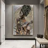 Peintures Africaine Femme Noire Graffiti Art Affiches et impressions Toile de fille abstraite sur le mur Photos Decor265e