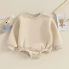 Rompers 2024-10-18 LIORITIIN 0-18M BABY BOY GIRL FLECE Sweatshirt Romper Solid Color Long Sleece Tweater Bubble Warm Winter Clothes