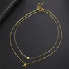 Anhänger Halsketten Mode Winzige Herz Initial Halskette Gold Silber Farbe Mehrschichtige Brief Choker Halskette Für Frauen Charme Anhänger Schmuck Geschenk L24313