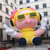 10mh (33 pés) com soprador grande publicidade publicitária DJ inflável Decorações de palco de balão de porco de arco -de -ar -mascote rosa com fone de ouvido