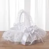 Paniers Décoration De Mariage Dentelle En Peluche Blanc De Mariage Fleur Fille Panier De Fleurs Artisanat Fournitures De Mariage Fournitures De Fête De Douche Nuptiale Faveur