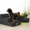 Kattbäddar möbler grejer ramper för hund andas mesh fällbara vadderade husdjur trappor avtagbar säng ramp 2 steg robust build255m