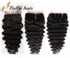 Bella cabelo 8a 826in fechamento de cabelo brasileiro onda profunda hd pré-arrancado cabelo virgem cor natural ondulado superior fechamento de renda cabelo humano p7765617