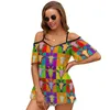 Women's T Shirts Goat Art Graphic Billy Bright Color Retro Women T-Shirt Crewneck Casual Short Sleeve Tops Summer Tees