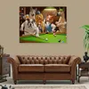 Chiens jouant au billard peinture à l'huile HD impressions sur toile décoration de la maison salon chambre mur photos Art peinture No Frame245Q