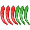 Flores decorativas 6 peças modelo de pimenta simulada, brinquedo de comida realista bolo artificial poli dragão falso ornamento polyfoam jalapenos