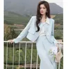Arbeitskleider Korea Casual Blazer Outfits Frühling Elegante Bürodame Chic Zweiteilige Sets Langarm Shorts Mantel Hohe Taille Midiröcke Anzug