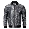 Vestes pour hommes Hi-Tie Gris Argent Paisley Hommes Veste Jacquard Léger Bomber Casual Coupe-Vent Uniforme De Baseball Manteau À Glissière Extérieure