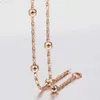 Naszyjniki wisiorek Eleganckie z koralikami Naszyjniki satelitarne dla kobiet dziewczęta 585 Rose Gold Color Ball Beads Link Łańcuch Wedding Kobieta Kobieta CN46 L24313