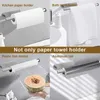 Toalettpappershållare Rostfritt stål pappershandduk under skåpets lim toalett rullarpappershållare förlänger vävnadshängare för kök badrum 240313