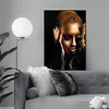 Black Art Girl Golden Canvas Paintings For Living Room Modern Art Prints Figure Pictures Posters and Prints Unframed275e