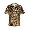 Camisas casuais masculinas Cheetah Brown Camisa Havaiana Homens Férias Escondidas Leopardo Gráfico Manga Curta Confortável Novidade Blusas Oversize