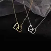 Other Ins Net Red Love Necklace Female Simple Korean Version Heart-shaped Necklace Collarbone Chain Girlfriends Necklace Gift Collares L24313
