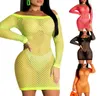 Sexy mulher manga longa fora do ombro fishnet crochê bodycon vestido de praia bikini cover ups vestido de verão cothes women039s swimwear1830764