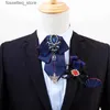 Gravatas Gravatas Original Casamento Bow Tie 3 Pçs / Set Luxo Rhinestone Collar Flores Mens Business Banquet Party Host Bow-tie Broche Toalha de Bolso L240313