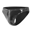 Underpants Men Briefs Zipper Crotch Underwear Men's Sexy Mirror Surface Solid Color Latex Gay For Slim
