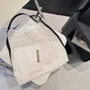 LaFite Grass Strohbag Designer Sommer Beach Bag gewebt Einkaufstasche große Kapazitätsumhängetasche Wochenend Reisetasche Handtaschen Hohlaushöhle aus Metallbriefpreis Schwarz schwarz