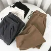 Inverno velo harem calças femininas unissex solto perna larga sweatpants cintura alta cordão confortável em linha reta baggy sweatpants 240309