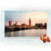 ديكورات Aquarium Background 3D UK River Bridge Building Big Ben HD Printing Wallprinting Fish Tank الزواحف ديكورات الموائل PVC