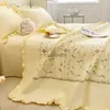 Conjuntos de edredons verão bordado colcha estilo coreano consolador cobertor único cama dupla capa acolchoada colcha caso rainha rei yq240313