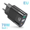 70W ładowarka USB PD 35W Typ CC3.0 Szybkie ładowanie telefon komórkowy Szybki adapter ściany dla Samsung Xiaomi iPhone