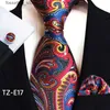 Neck Ties Gold Paisley Silk Ties For Men Luxury 8cm Royal Striped Necktie Pocket Square Cufflinks Set Jacquard Weave Tie Suit Accessories L240313