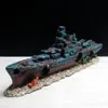 47x9 5x12cm Navy Nave da guerra Nave da battaglia Resina Barca Aqaurium Serbatoio Pesce Decorazione Ornamento Subacqueo Rovina Relitto Paesaggio A9154 Y200304V