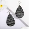 Dangle Chandelier Fashion Design Waterdrop Leather Earrings Two Sides Cut-Out Mosaic Teardrop Earring For Women Jewelry Gift Wholesale Dhpae